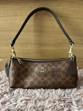 NWT Coach Metallic/Copper/Bronze Signature Charlotte Shoulder Handbag